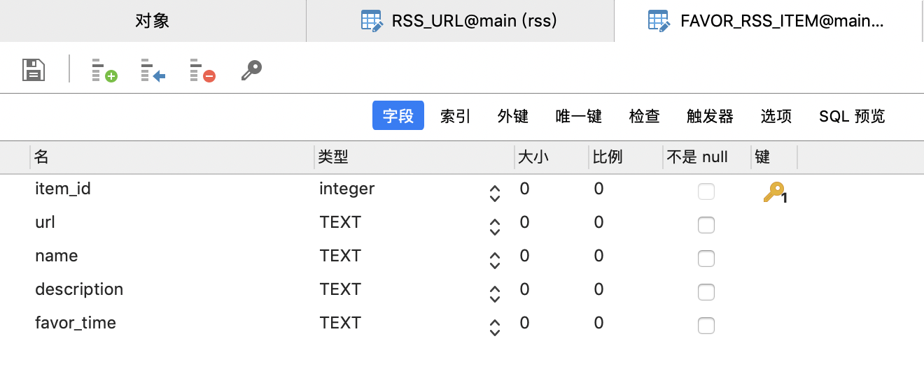 RSSUrl表截图